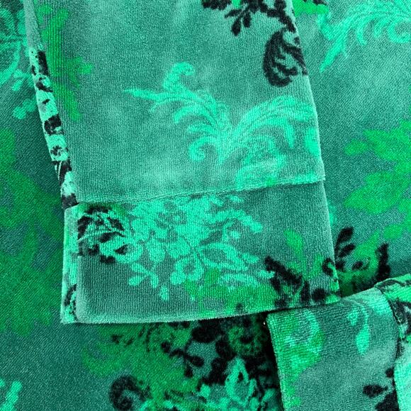 Y2K Velour Track Jacket Women's Medium Green Black Punk Skater Grunge Whimsigoth - Picture 6 of 10